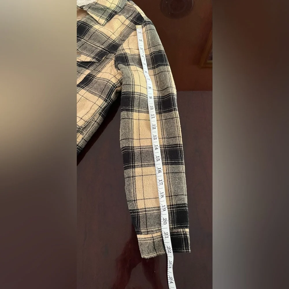Plaid Lucky Brand Women's Jacket Black and Tan size L - Picture 3 of 9